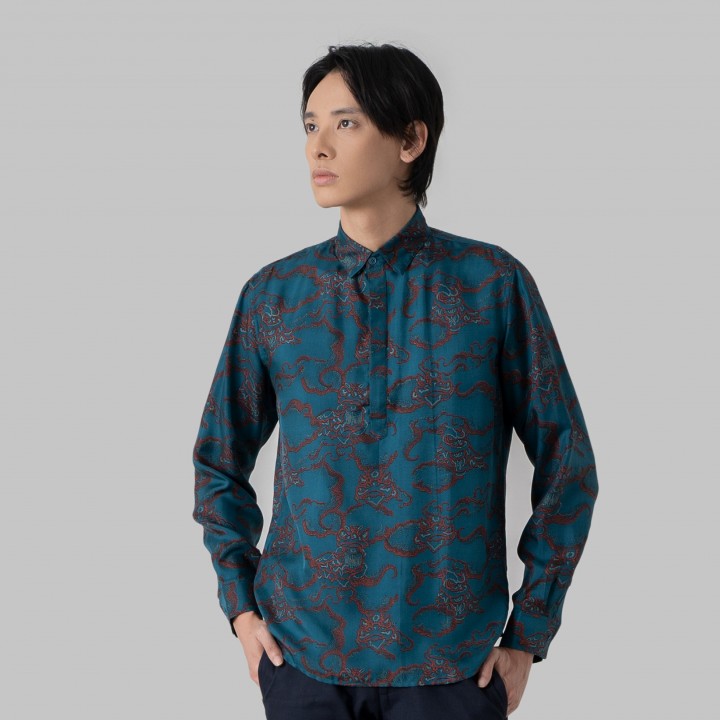 Silk men shirt- TURMERIC LEO DUSK